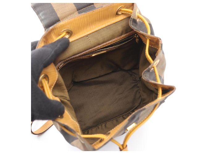 Zaino/Borsa Fendi Pequin Marrone Nero Beige - vista 3