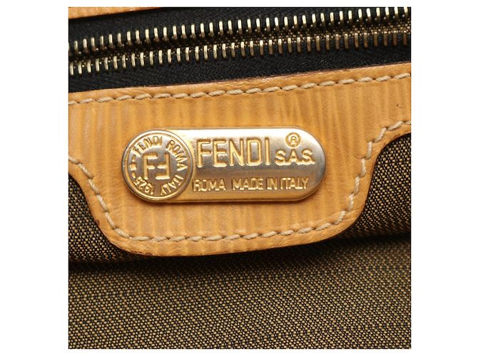 Zaino/Borsa Fendi Pequin Marrone Nero Beige - vista 4