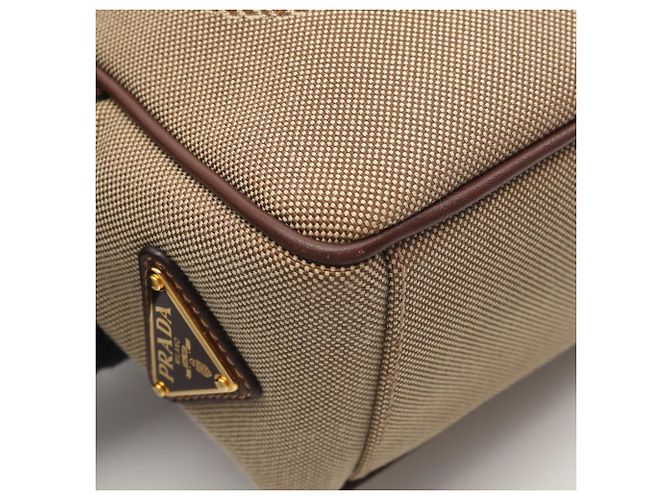 Borsa a Spalla in Jacquard con Logo Prada Marrone Beige - vista 7