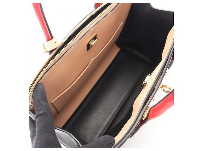 Louis Vuitton City Steamer MM Handtasche Schwarz Rot Beige - Ansicht 3