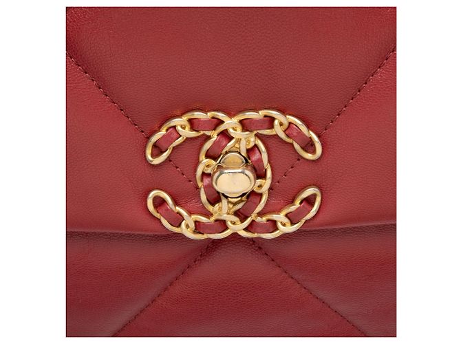 Gabrielle Borsa a Spalla Grande in Pelle di Capra 19 di Chanel Rosso - vista 9