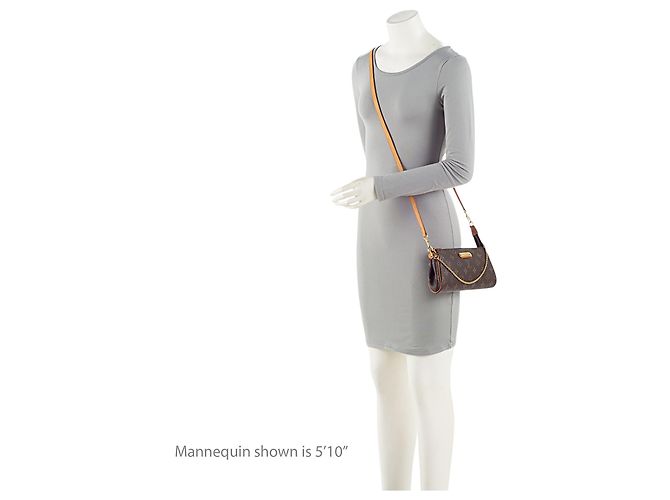 Clutch Eva in tela Monogram Louis Vuitton Marrone - vista 5