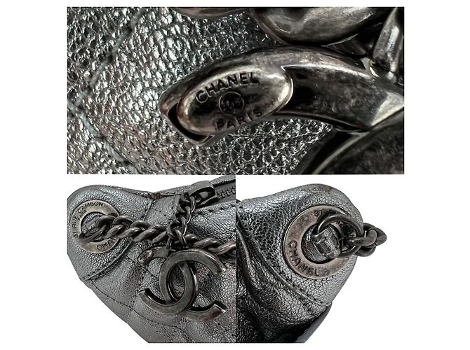 Chanel Metallic Dunkelgrau Kalbsleder Gepolsterte Bauchtasche - Ansicht 4