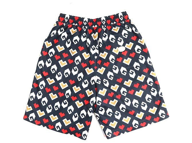 Bermuda de poliéster e algodão com padrão Gucci Branco Vermelho Azul Azul marinho - vista 3