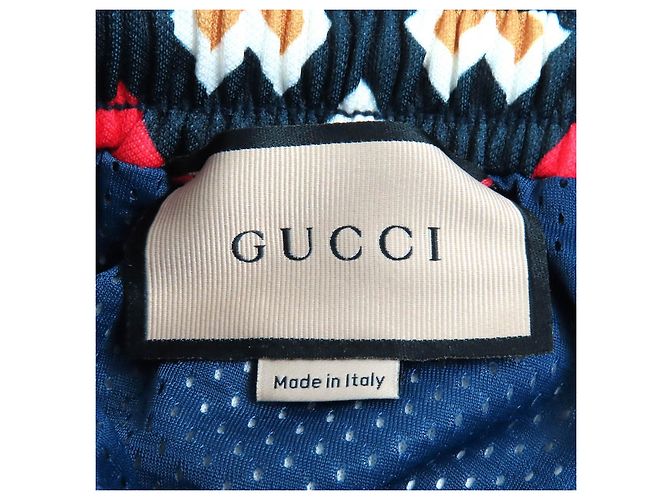 Bermuda de poliéster e algodão com padrão Gucci Branco Vermelho Azul Azul marinho - vista 7