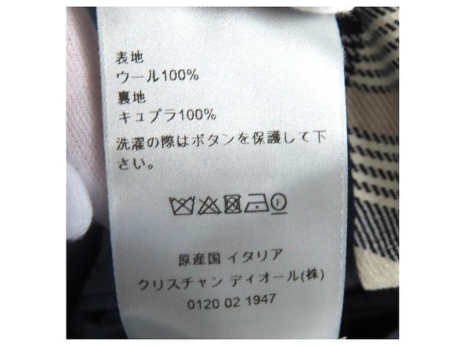Dior 22AW wool Cupra Check Pattern Tailored Jacket Beige Navy blue - view 8