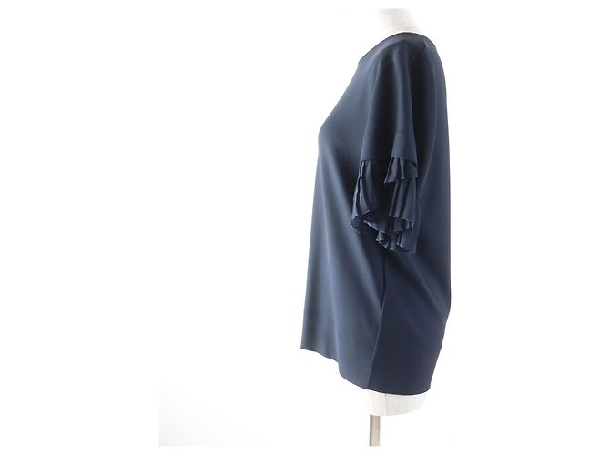 Top de seda de rayón y poliuretano Salvatore Ferragamo Azul Azul marino - vista 2