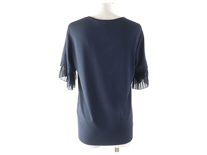 Top de seda de rayón y poliuretano Salvatore Ferragamo Azul Azul marino - vista 3