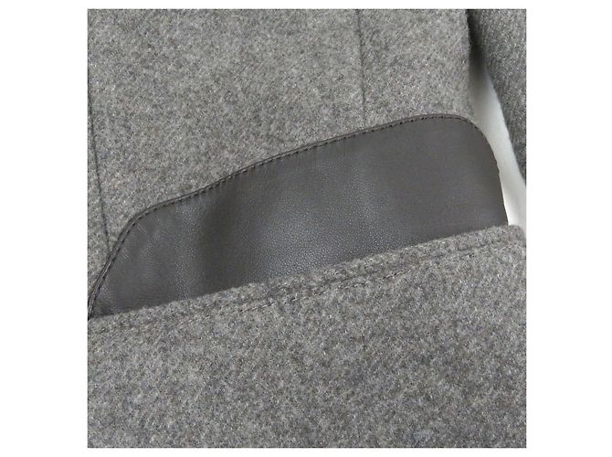 Abrigo Double Chester de Hermès en lana Super 100s y cuero de cordero Gris - vista 5