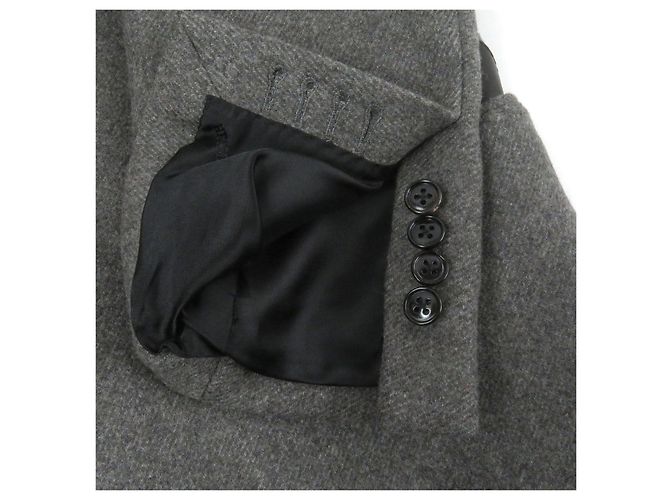 Abrigo Double Chester de Hermès en lana Super 100s y cuero de cordero Gris - vista 7
