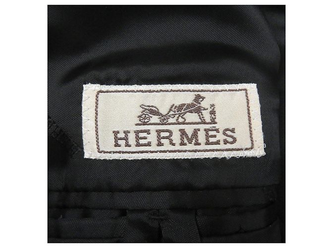 Abrigo Double Chester de Hermès en lana Super 100s y cuero de cordero Gris - vista 8