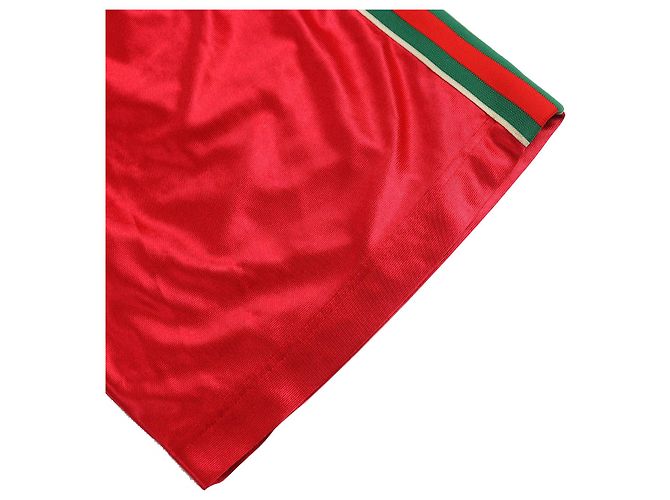 Bermuda de poliéster com patch logo Gucci e linha web Vermelho - vista 4