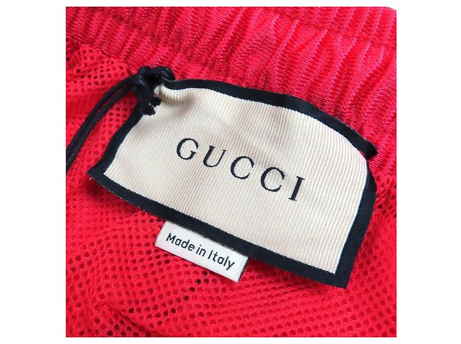 Bermuda de poliéster com patch logo Gucci e linha web Vermelho - vista 6