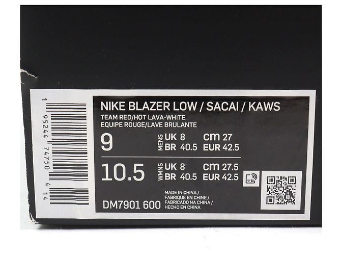 Nike KAWS Sacai Blazer Low Leder Sneakers Rot - Ansicht 13