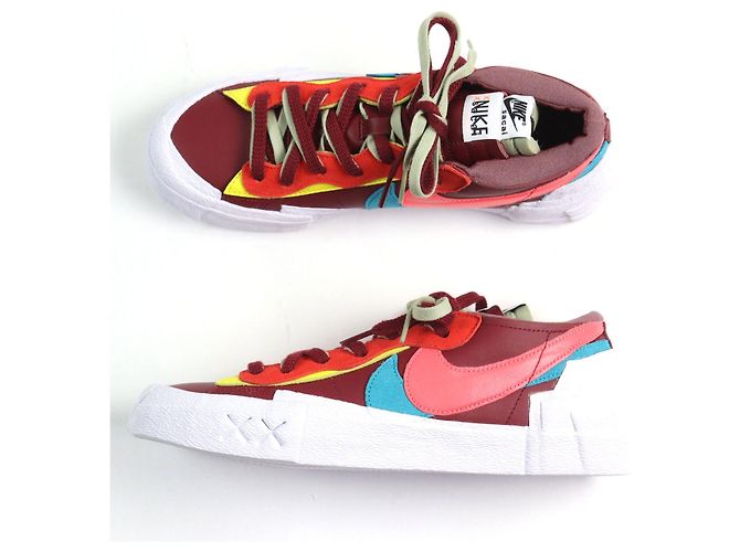 Nike KAWS Sacai Blazer Low Leder Sneakers Rot - Ansicht 4