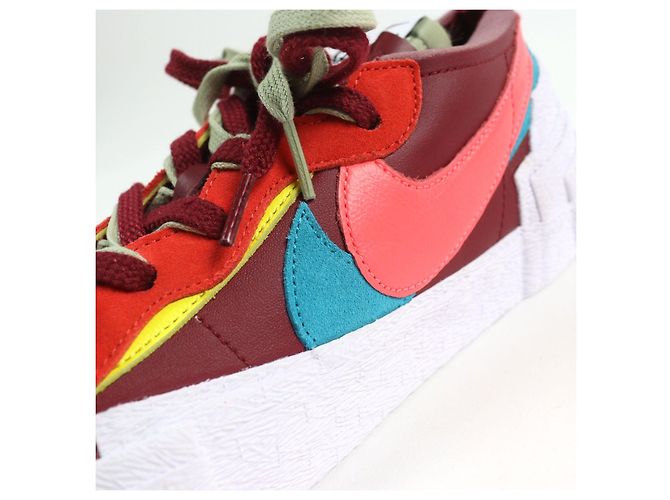 Nike KAWS Sacai Blazer Low Leder Sneakers Rot - Ansicht 9