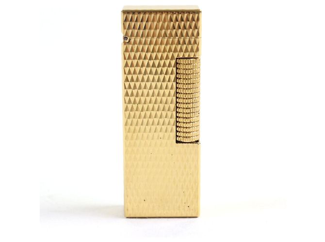 Alfred Dunhill Dunhill Quadrat-Form Diamantmuster Feuerzeug Golden - Ansicht 2