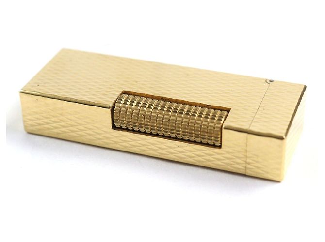 Alfred Dunhill Dunhill Quadrat-Form Diamantmuster Feuerzeug Golden - Ansicht 4
