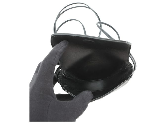 Céline Borsa a Spalla in Pelle Mini Triangle di Celine Nero - vista 5