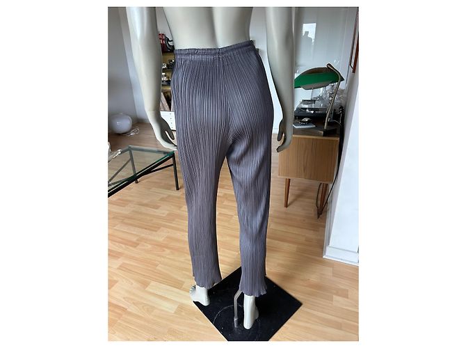 Issey Miyake Pleats Please Gerade Plissierte Hose Grau - Ansicht 3