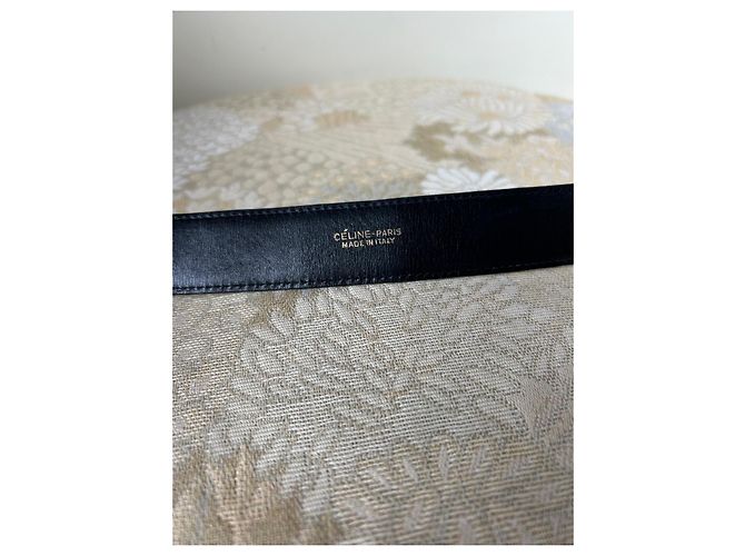 Cinturón Céline de cuero negro con hebilla dorada - vista 6
