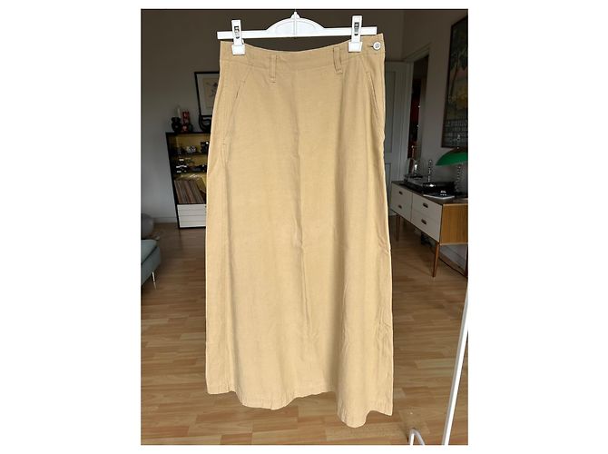 Falda maxi Issey Miyake Plantation beige de algodón - vista 2