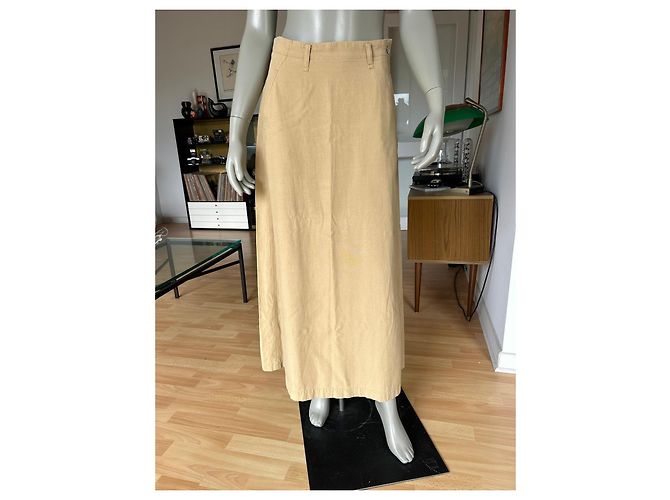 Falda maxi Issey Miyake Plantation beige de algodón - vista 3