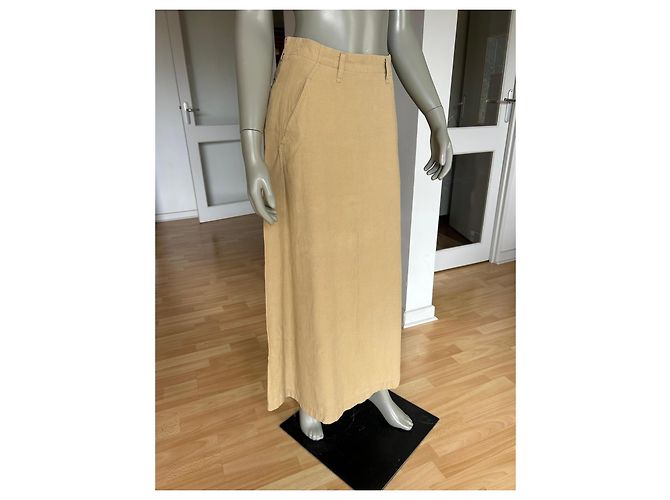 Falda maxi Issey Miyake Plantation beige de algodón - vista 5