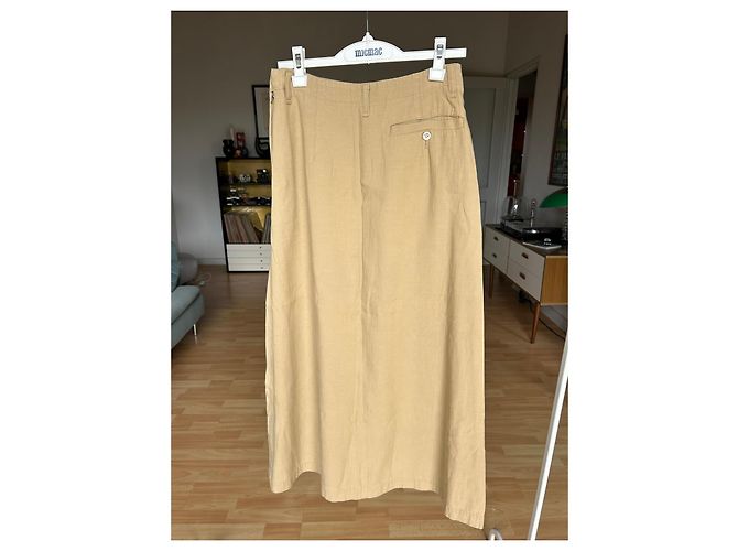 Falda maxi Issey Miyake Plantation beige de algodón - vista 6