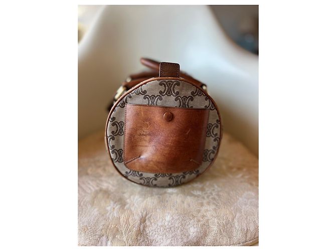Borsa Boston Céline Triomphe Tela e Pelle Marrone - vista 12