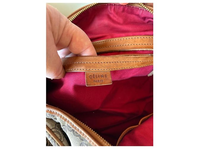 Borsa Boston Céline Triomphe Tela e Pelle Marrone - vista 17