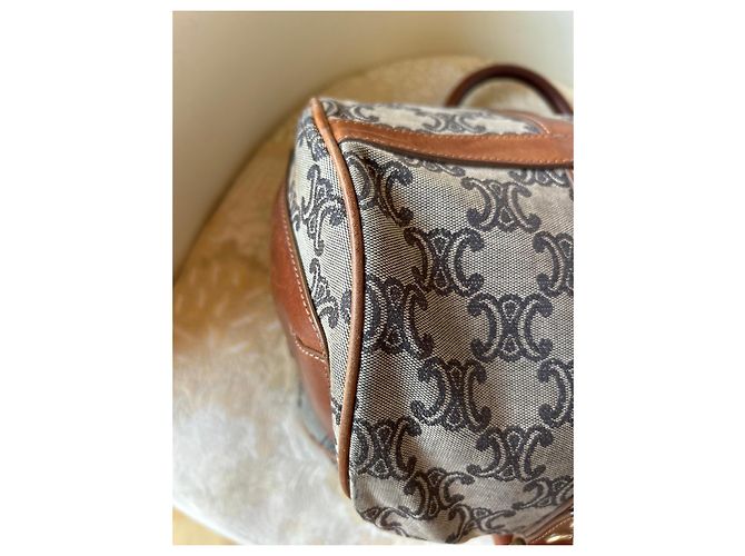 Borsa Boston Céline Triomphe Tela e Pelle Marrone - vista 9