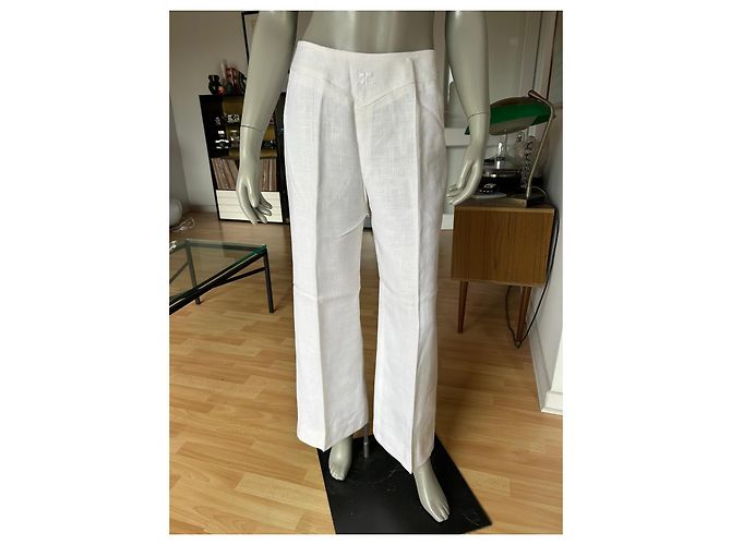 Pantalones Courreges de lino blanco - vista 2