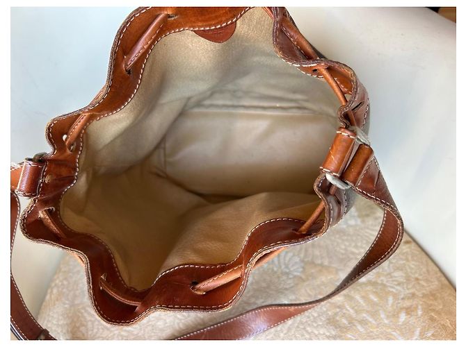 Borsa a secchiello Céline in tela Macadam e pelle marrone - vista 6