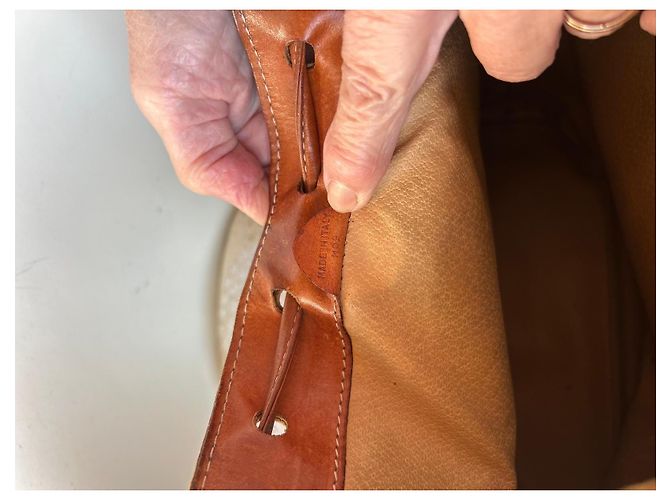Borsa a secchiello Céline in tela Macadam e pelle marrone - vista 9