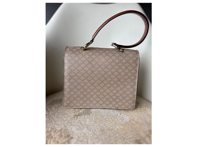 Céline Triomphe Monogramm Handtasche Beige Canvas - Ansicht 14