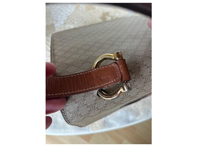 Céline Triomphe Monogramm Handtasche Beige Canvas - Ansicht 2