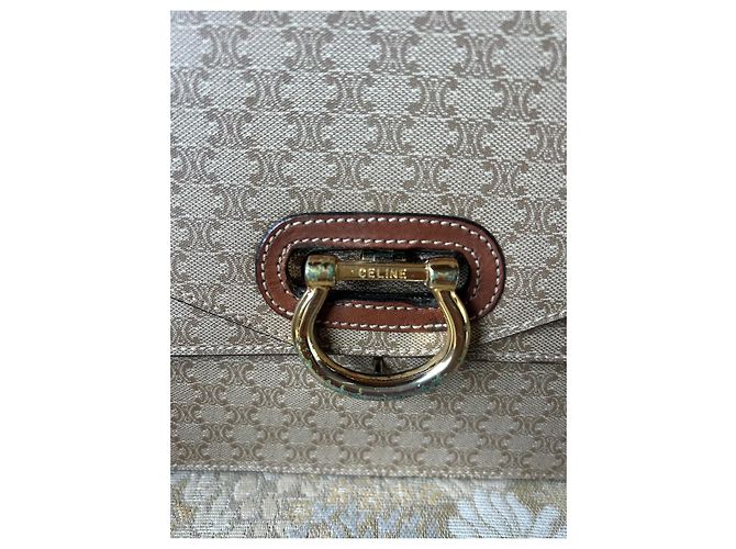 Céline Triomphe Monogramm Handtasche Beige Canvas - Ansicht 3