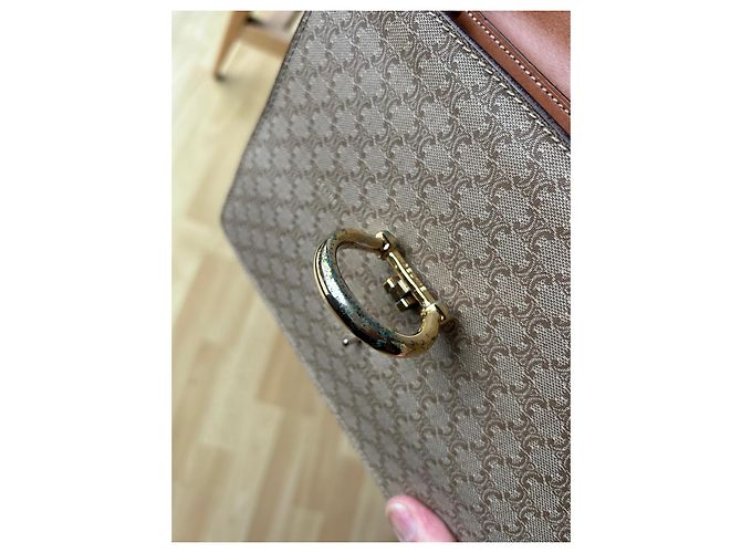 Céline Triomphe Monogramm Handtasche Beige Canvas - Ansicht 9