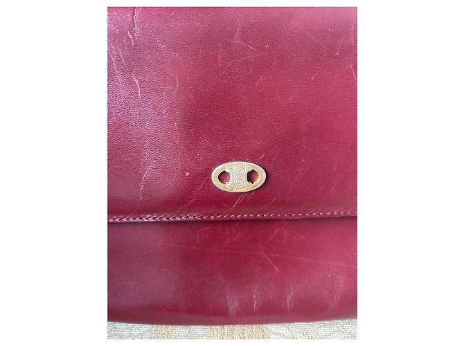 Borsa a tracolla Céline Triomphe in pelle rosso scuro Bordò - vista 12