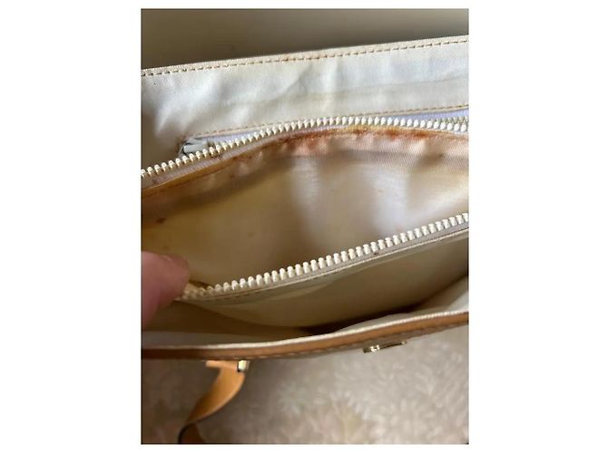 Borsa Céline Blazon in tela Macadam e pelle bianca Bianco - vista 8