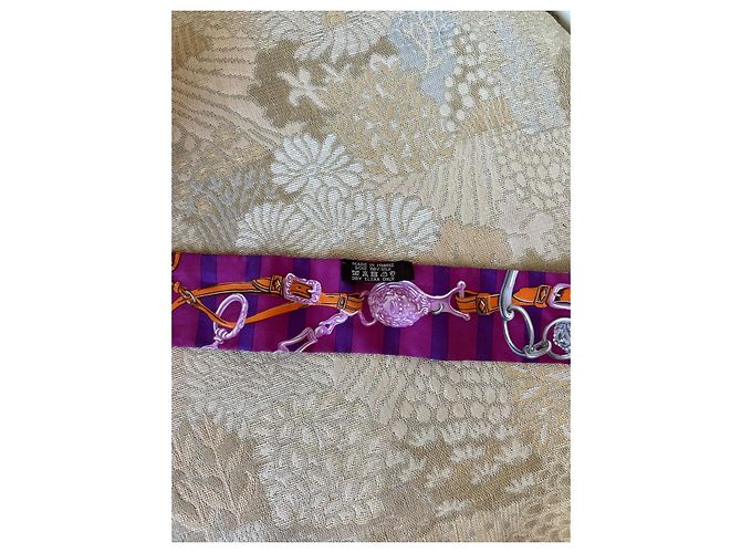 Twilly Hermès Brides de Gala Bayadère in seta viola Porpora - vista 2