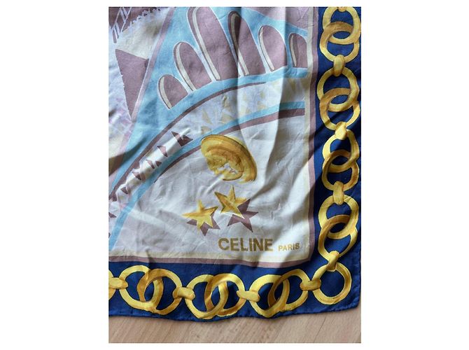 Sciarpa in seta Céline con motivo catene e stelle 90x90 cm Multicolore - vista 3