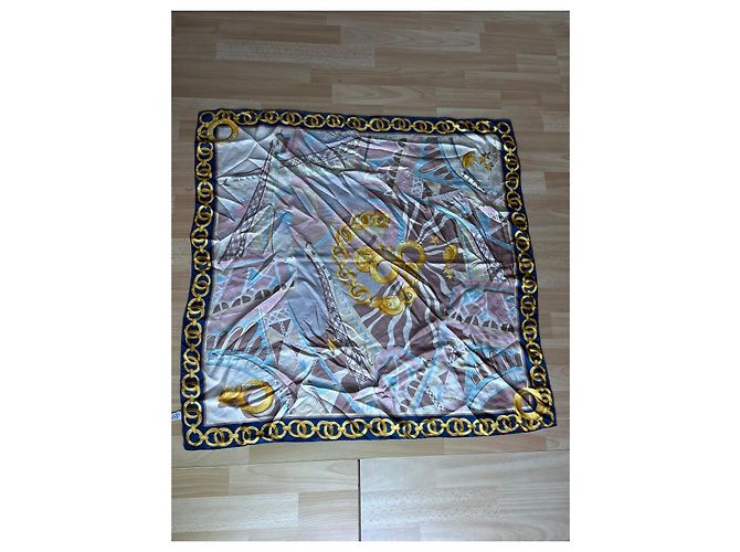 Sciarpa in seta Céline con motivo catene e stelle 90x90 cm Multicolore - vista 4