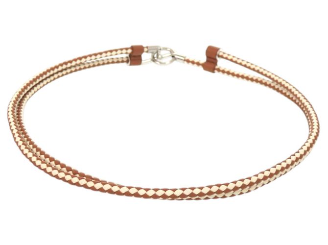 Herrenleder-Metallgürtel in Braun Glenan von Hermès Weiß - Ansicht 4
