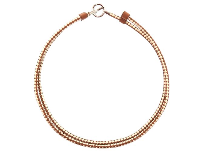 Herrenleder-Metallgürtel in Braun Glenan von Hermès Weiß - Ansicht 5