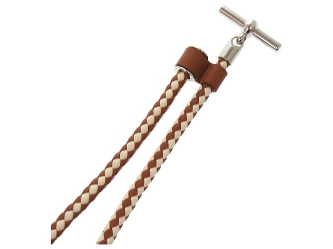 Herrenleder-Metallgürtel in Braun Glenan von Hermès Weiß - Ansicht 6