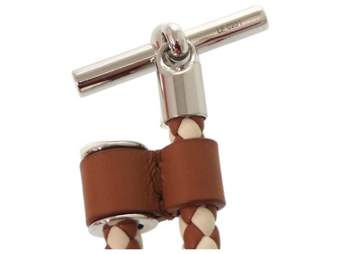 Herrenleder-Metallgürtel in Braun Glenan von Hermès Weiß - Ansicht 7