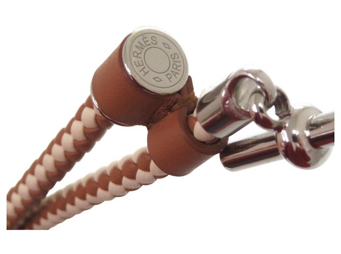 Herrenleder-Metallgürtel in Braun Glenan von Hermès Weiß - Ansicht 8