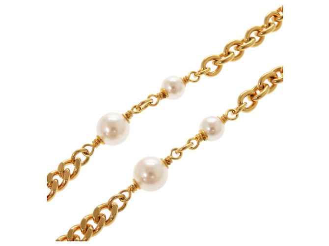 Collana in metallo con perle finte dorate e leone Coco Mark di Chanel D'oro - vista 7
